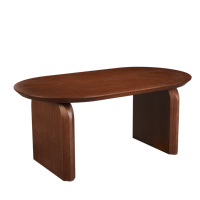 Table à manger rectangulaire moderne nordique avec bords arrondis lisses, plateau en placage de noyer noir, MDF de qualité E2, meubles pour la maison
