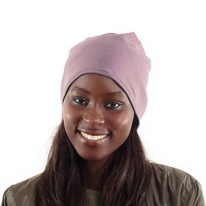 Gorro de punto rosa suave con forro de satén, gorros personalizados bordados, gorros lisos <span class=keywords><strong>para</strong></span> quimioterapia, gorro de satén con etiquetas personalizadas - Product Image 3