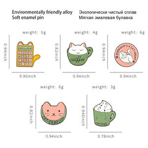 Épingle en émail drôle mignon de collection de chat de <span class=keywords><strong>café</strong></span> insignes de calculatrice broches de tasse de crème glacée épinglettes de chat barbu paresseux - Product Image 5