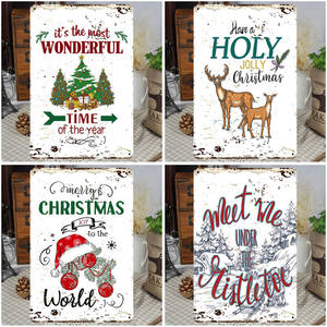 Carteles de Metal de Navidad, cartel Vintage de Papá Noel, letrero de estaño de 12 "x 14", placa de Metal Retro, decoración de pared de Navidad para el hogar - Product Image 3