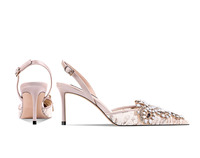 Sandales en dentelle à talons hauts pour femmes, chaussures de luxe, de haute qualité, avec strass décoratifs