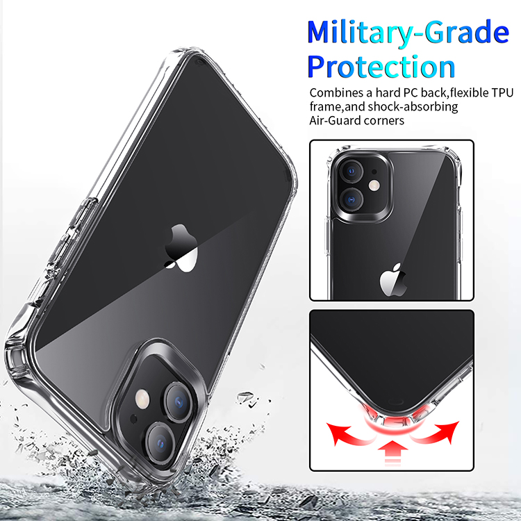 Tpu Pc Shockproof Clear Mobile Cover Acrylic Transparent Hard Cell Phone Case For Iphone 12 pro max