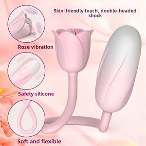 Vibrateur double action en silicone avec stimulateur clitoridien en forme de fleur - Jouet pour adultes rechargeable et flexible pour femmes - Product Image 3