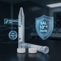 Tube de centrifugation stérile en polypropylène de 15 ml, flacon en plastique jetable à visser pour la séparation cellulaire, l'extraction d'acides nucléiques, laboratoire
