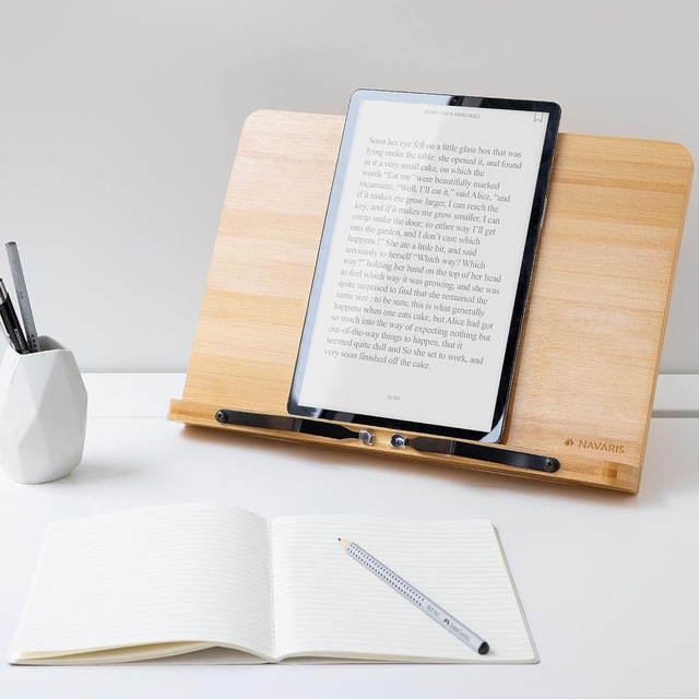 Foldable Cookbook Stand Desktop Document Holder for Kitchen and Office Bamboo Book Stand Adjustable Book Holder