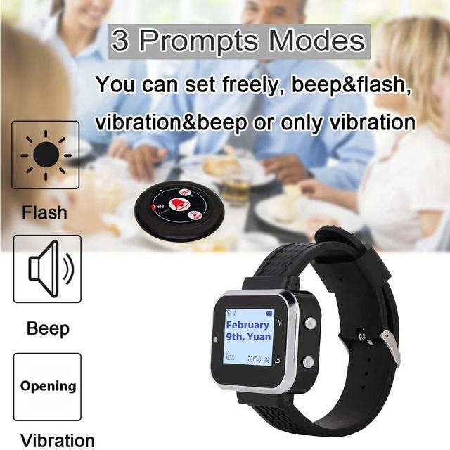 CATEL CTW06 Restaurant Calling System Table Call Button Watch Pager Waiter Easy-to-Use ABS Material Hospital/Clinic 5-Piece Set