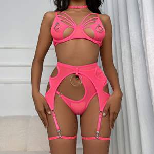 Ensemble de <span class=keywords><strong>lingerie</strong></span> sexy King Mcgreen Star Butterfly en maille exotique 3 pièces pour femmes, collier ras du cou, bandage, kit fantaisie, jaune, découpé - Product Image 2