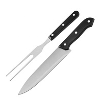 Ensemble de 2 outils et accessoires de barbecue, ensemble de couteaux et fourchettes de chef en acier inoxydable avec manche en PP résistant à la chaleur