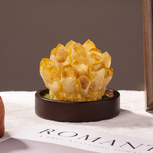Grappe de cristaux de <span class=keywords><strong>citrine</strong></span> naturelle avec base en bois et éclats de péridot, géode de quartz <span class=keywords><strong>jaune</strong></span> brut pour la guérison et la décoration intérieure - Product Image 6