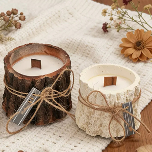 LANJO Handmade Wooden Stump Soy Wax <b>Candle</b> Smokeless Clean Burning Non-Toxic Eco-Friendly Modern Aromatherapy <b>Gift</b> for Birthday - Product Image 3