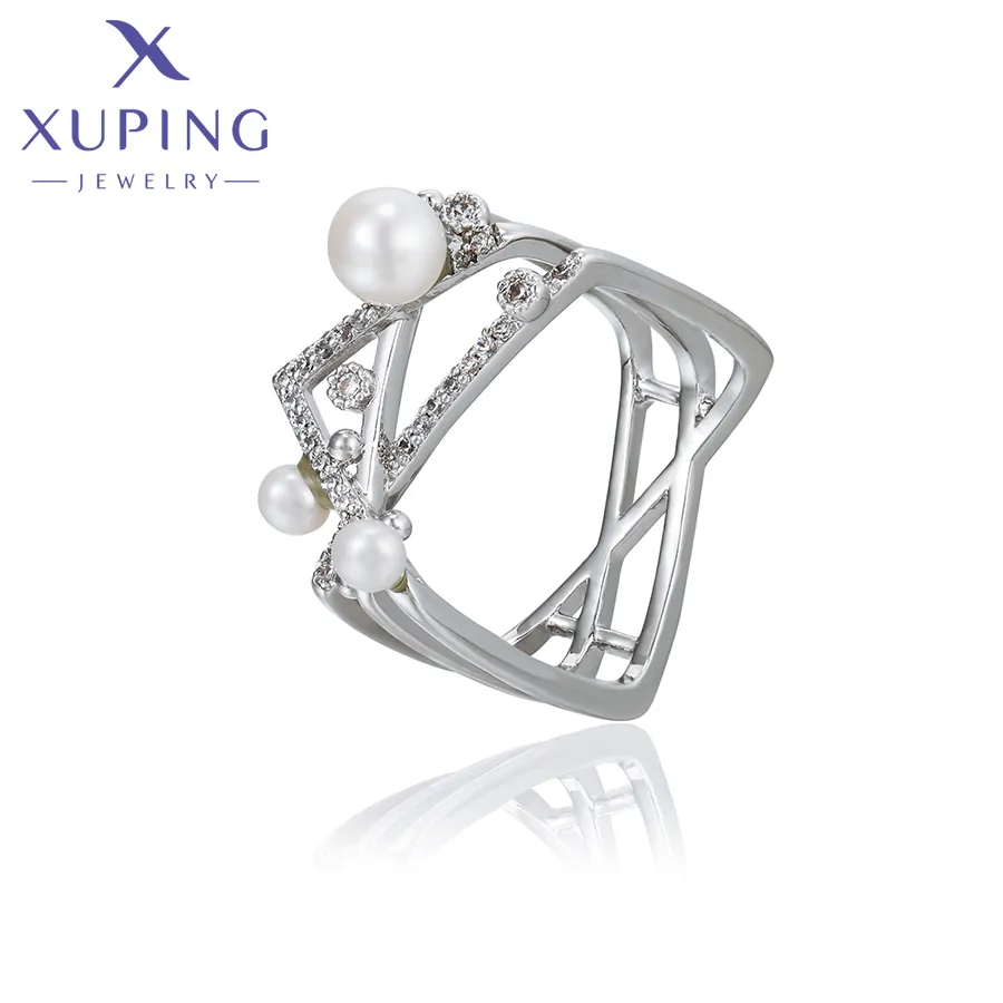 14503 xuping Schmuck Geschenk Mode Pop einfach elegant Umwelt Kupfer platini ert Farbe Perlen ring