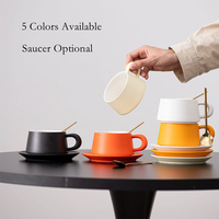 Mug à thé ou à café en céramique moderne avec logo personnalisé, 250 ml, finition mate, orange, rouge, noir, blanc, avec cuillère, boîte cadeau