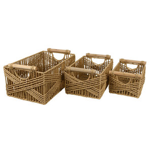 Handmade Woven Paper Rope <b>Storage</b> <b>Basket</b> Rectangle Standing Type Office Organizer For Living Room Bedroom Desktop Cosmetic - Product Image 4
