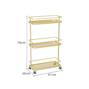 Carro de almacenamiento de 3 niveles <span class=keywords><strong>con</strong></span> ruedas y 2 frenos, metálico y dorado, Moderno - Product Image 1
