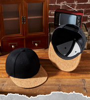 Casquette de baseball structurée vintage pour homme en mélange de laine à 6 panneaux avec logo brodé personnalisé et visière plate en liège