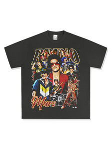 Maglietta Casual Americana Retrò Stile <span class=keywords><strong>Bruno</strong></span> Mars in Puro Cotone Lavorato a Maglia, Ecologica, Vestibilità Ampia, Manica Corta, Girocollo - Product Image 4