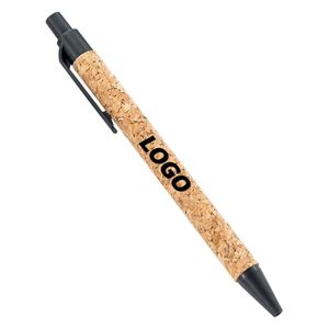 Bolígrafos Retráctiles Ecológicos con Diseño de Madera - Bolígrafos Promocionales Portátiles al por Mayor con Diseño de Corcho de Paja de Trigo y Serigrafía - Product Image 1