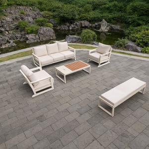 Ensemble de canapés de jardin de luxe, idéal pour les jardins domestiques, la cour, le patio, en aluminium résistant aux intempéries, ensemble de 7 pièces, canapé d'extérieur, canapé de patio - Product Image 2