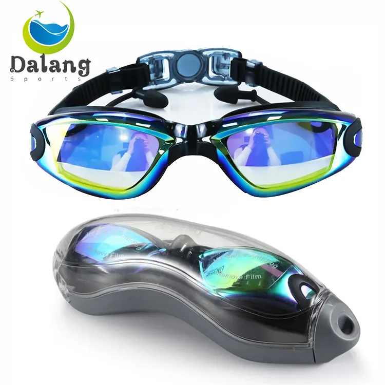 Kacamata renang Anti bocor, kacamata renang Anti kabut dengan casing pelindung, kacamata renang tampilan lebar, perlindungan UV profesional