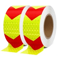 Ruban réfléchissant à motif nid d'abeille, jaune fluorescent, vert et rouge, avec flèches, ruban d'avertissement haute intensité pour le bricolage