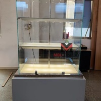 OEM Kommerzieller Moderner Ausstellungs-Präsentationsstand mit LED-Beleuchtung Aufbewahrungsschrank Basis Ladenkiosk Schmuck-Uhren-Glasvitrine