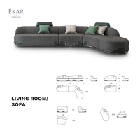 Bequemes Leinen-Couch in Cremeweiß, Breites 3-Sitzer-Sofa mit Holzarmlehnen, Designer-Sofa