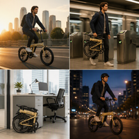 Vélo pliant compact AVIUS Sand 20 pouces, 7 vitesses, 82x65x38cm plié pour rangement au bureau - Vélo de ville à double frein à disque
