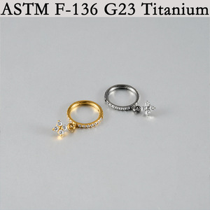 Anillo Segmentado de Titanio G23 con Flor y Circonita Cúbica |   Joyas Florales para Perforaciones de Nariz y Oreja para Estudios de Estética y Suministro al por Mayor - Product Image 4
