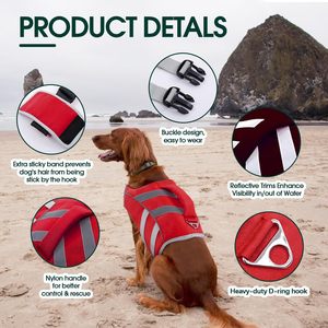 Gilet de sauvetage robuste pour chien, réfléchissant, flottant, haute flottabilité, avec poignée de sauvetage, pour toutes les races de chiens - Product Image 3
