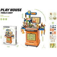 Ensemble d'outils d'ingénierie pour enfants 3-en-1 convertible en valise, 66 pièces, en plastique, pour jeu d'imitation, vente en gros