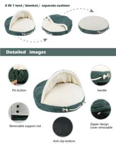 Cama para mascotas de tamaño pequeño de alta calidad con dosel lavable, tienda para perros al por mayor con cubierta extraíble, cama de felpa para animales - Product Image 3