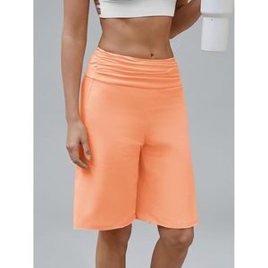 Fisoew Pantalones cortos tipo bermuda de cintura alta para mujer, de algodón, transpirables, con bolsillos, hasta la rodilla, pantalones cortos de entrenamiento, 11 pulgadas - Product Image 2