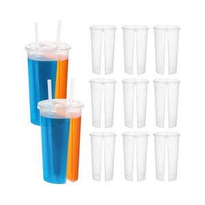 Trong suốt dùng một lần ly nhựa đôi lưới uống ly cho Đảng 500ml 700ml rơm cho các cặp vợ chồng chia sẻ - Product Image 1