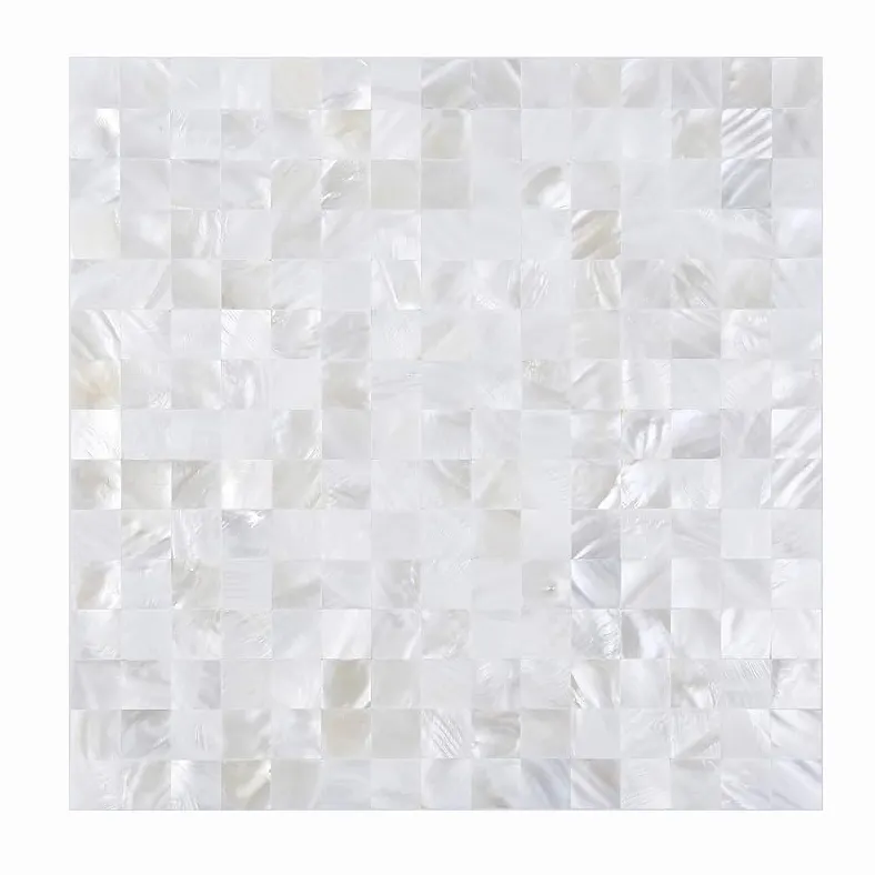 Peel and Stick Pearl White Mother of Shell Square Mosaic Tile Wall Panel For Bathroom Kitchen Wall Spa Shower Backsplash Tile