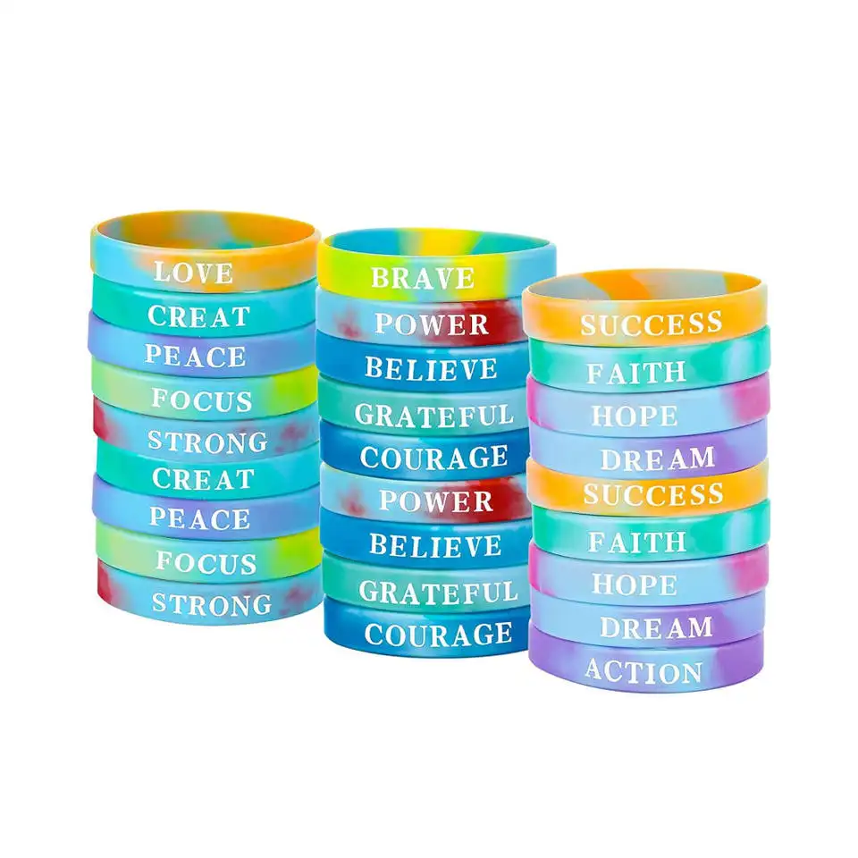 New Practical Customizable Size Colorful Motivational Wrist Bands Silicone Rubber Bracelet