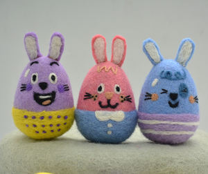 Juego de Huevos de Pascua de Fieltro de Lana Hechos a Mano con Caras de Conejitos, Decoración de Pascua para el Hogar, Venta al por Mayor del Fabricante - Product Image 4