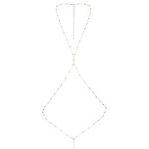 مجوهرات خصر من اللؤلؤ الفضي المستوحى من Gemnel سلسلة جسم من اللؤلؤ الفضي الأنيق لؤلؤ المياه العذبة سلسلة جسم بوهو - Product Image 5