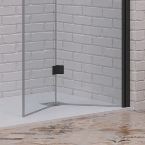 Cabine de douche Kamalu KS7000N noire 110x70 70cm Ouverture pliante et portes latérales fixes en verre de 110cm avec cadre en aluminium - Product Image 4