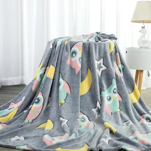 Glow in The Dark Throw Blanket Dolphin Marine Life Luminous Blankets and Throws Blue Colorful Plush Blankets Soft Glowing