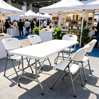 Table ronde pliante en plastique blanche de 180 cm pour événements, fêtes, banquets, mariages, cocktails en plein air, provenant de Chine