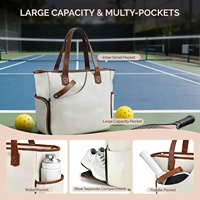 Sac de raquette de pickleball en cuir PU personnalisé pour femmes avec compartiment à chaussures, sac de transport pour pickleball