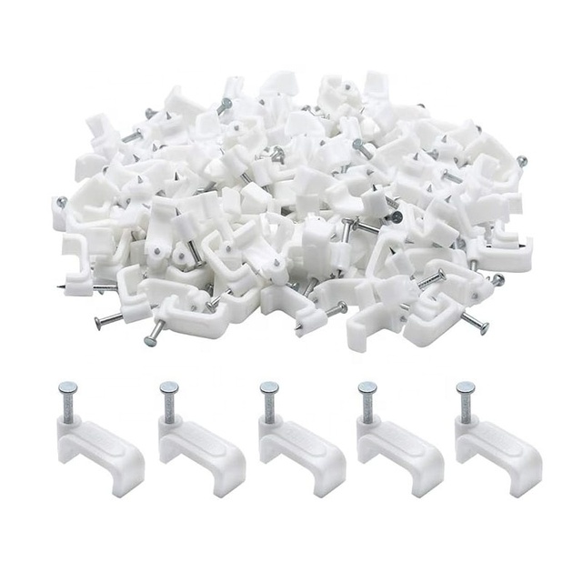 All Kinds Flat/Circle Ethernet Cable Wire Clips Single Coaxial Cable Clamps Nail Plastic Eco-Friendly 6~25mm Cable Management