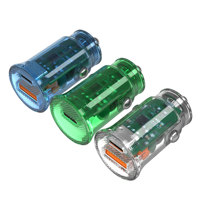 Chargeur de voiture USB mini transparent 30W, résistant au feu, adaptateur d'alimentation mobile, charge rapide, certification ETL FCC CE, fabricant OEM ODM