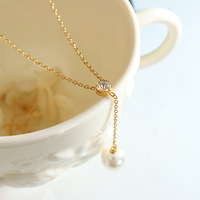 Drame coréen avec la douce dame minorité frange perle Zircon pendentif minorité Ins vent collier titane acier