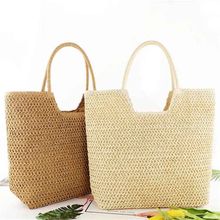 Natural Straw Beach Bag Hand Woven Round Handle Low Price Handmade Tassel Tote Bags Fashion Rattan Women Wicker Shoulder