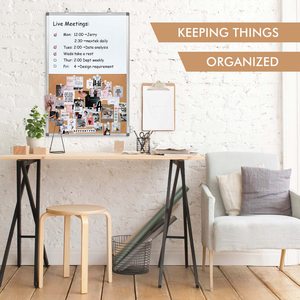 VCW Custom 24x18 pollici vetro cancellabile lavagna bianca 2 in 1 <span class=keywords><strong>bacheca</strong></span> di sughero <span class=keywords><strong>con</strong></span> sistema di bilanciamento magnetico - Product Image 4