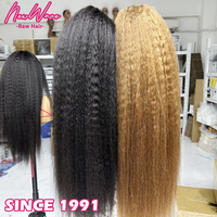 Pelucas de Cabello Virgen al por Mayor, Pelucas de Encaje Frontal sin Pegamento, Cabello Liso Yaki, Pelucas HD 13*6 para Mujeres Negras