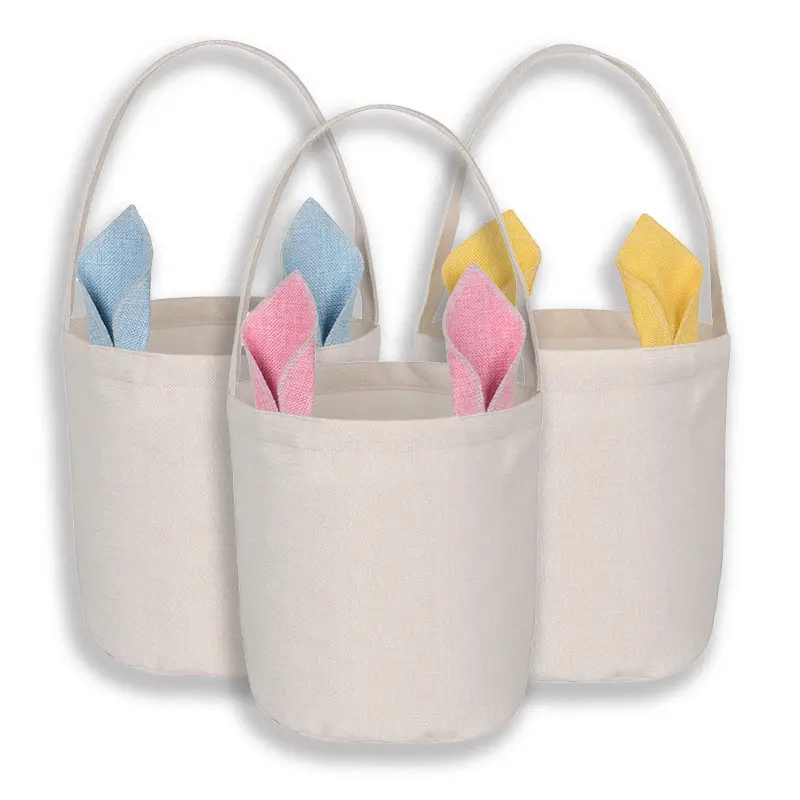 RubySub Linen New Easter Bunny Basket Gife Bag Treat Bag Kids Sublimation Easter Baskets