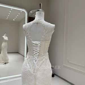 Xx105 Robe de mariée de luxe ivoire, coupe évasée, décolleté cœur, dos nu, avec appliques de dentelle florale et traîne chapelle - Product Image 6