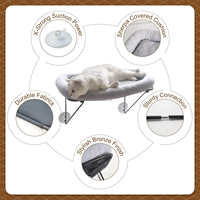 Perchoir de fenêtre pour chat sans fil à puissance d'aspiration extra-forte avec cadre métallique supporté, hamac pour chat, perchoir de fenêtre